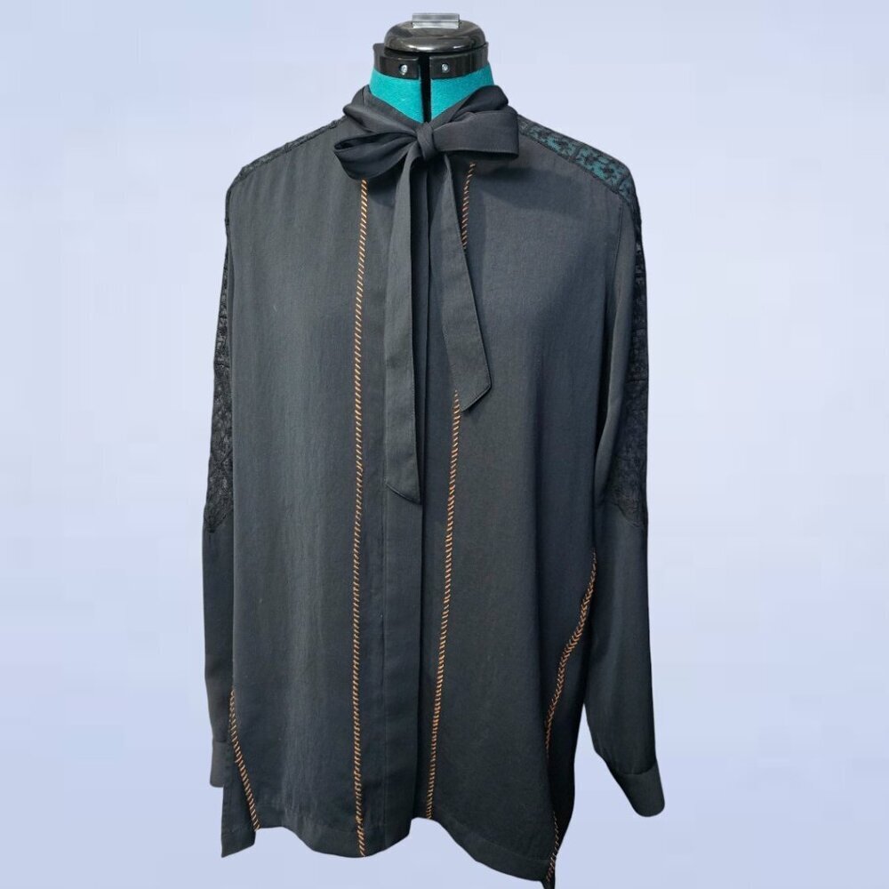Rag & Bone Black Button Up Blouse - Size Large